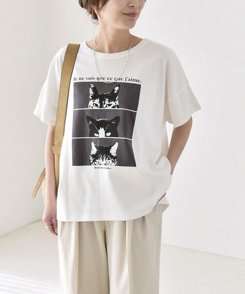 SHIPS / シップス Tシャツ | 《予約》quaranciel:〈接触冷感/汗染み防止加工/洗濯機可能〉CAT プリント TEE | 詳細18