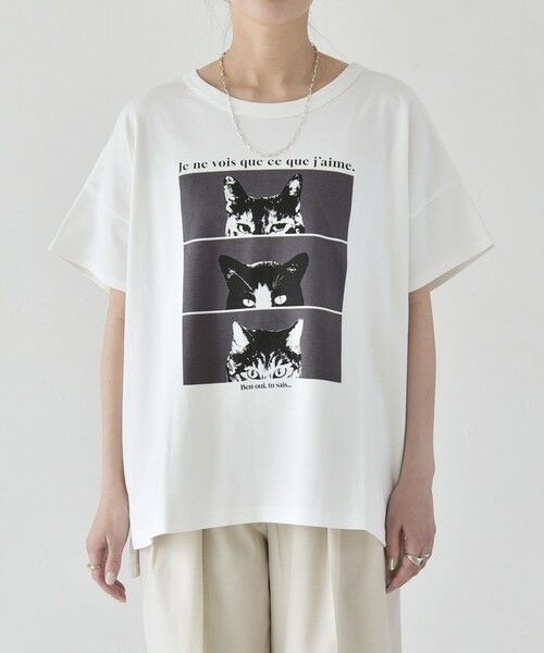 SHIPS / シップス Tシャツ | 《予約》quaranciel:〈接触冷感/汗染み防止加工/洗濯機可能〉CAT プリント TEE | 詳細19