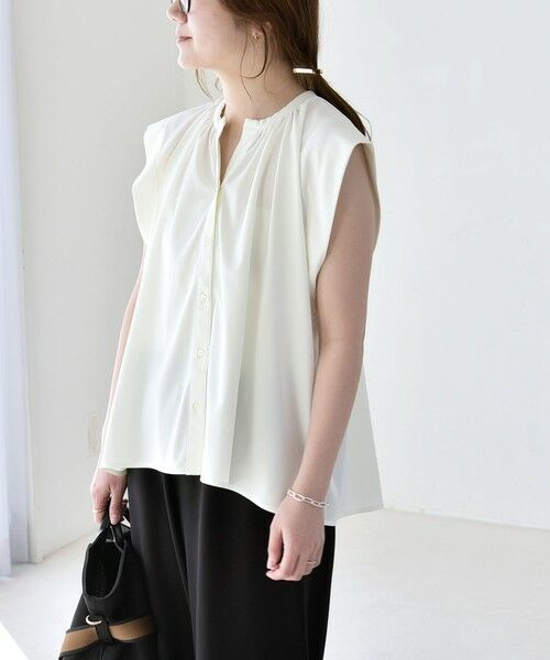 SHIPS / シップス シャツ・ブラウス | 《予約》quaranciel:〈接触冷感/UVカット/吸水速乾/洗濯機可能〉スキッパー ギャザー シャツ カットソー | 詳細12