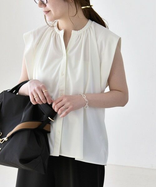 SHIPS / シップス シャツ・ブラウス | 《予約》quaranciel:〈接触冷感/UVカット/吸水速乾/洗濯機可能〉スキッパー ギャザー シャツ カットソー | 詳細3