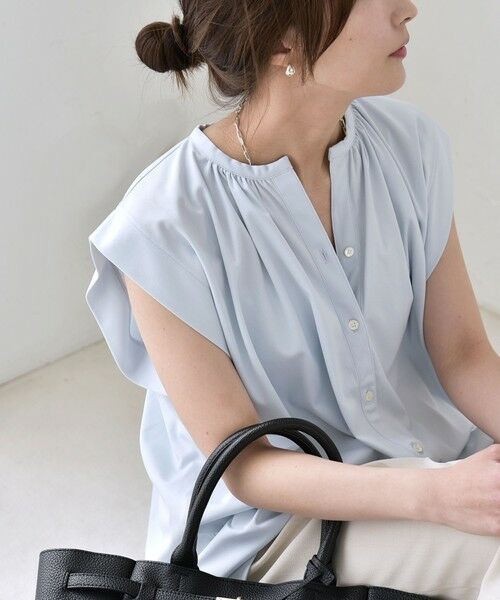 SHIPS / シップス シャツ・ブラウス | 《予約》quaranciel:〈接触冷感/UVカット/吸水速乾/洗濯機可能〉スキッパー ギャザー シャツ カットソー | 詳細18