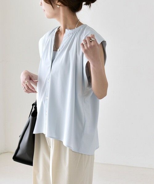 SHIPS / シップス シャツ・ブラウス | 《予約》quaranciel:〈接触冷感/UVカット/吸水速乾/洗濯機可能〉スキッパー ギャザー シャツ カットソー | 詳細20