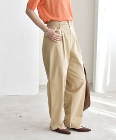 SHIPS / シップス チノ・ワークパンツ | 《予約》quaranciel:〈洗濯機可能〉コットン ベルト ハイウエスト テーパード パンツ