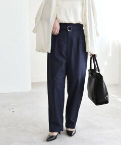 SHIPS / シップス チノ・ワークパンツ | 《予約》quaranciel:〈洗濯機可能〉コットン ベルト ハイウエスト テーパード パンツ