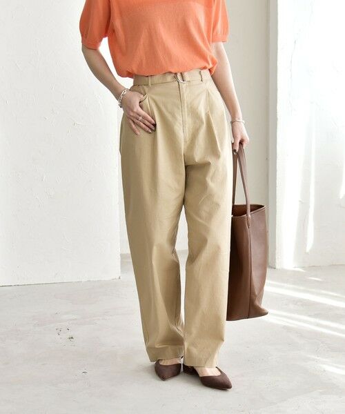 SHIPS / シップス チノ・ワークパンツ | 《予約》quaranciel:〈洗濯機可能〉コットン ベルト ハイウエスト テーパード パンツ | 詳細4