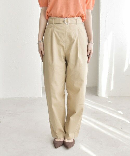 SHIPS / シップス チノ・ワークパンツ | 《予約》quaranciel:〈洗濯機可能〉コットン ベルト ハイウエスト テーパード パンツ | 詳細22