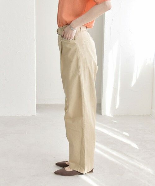 SHIPS / シップス チノ・ワークパンツ | 《予約》quaranciel:〈洗濯機可能〉コットン ベルト ハイウエスト テーパード パンツ | 詳細23