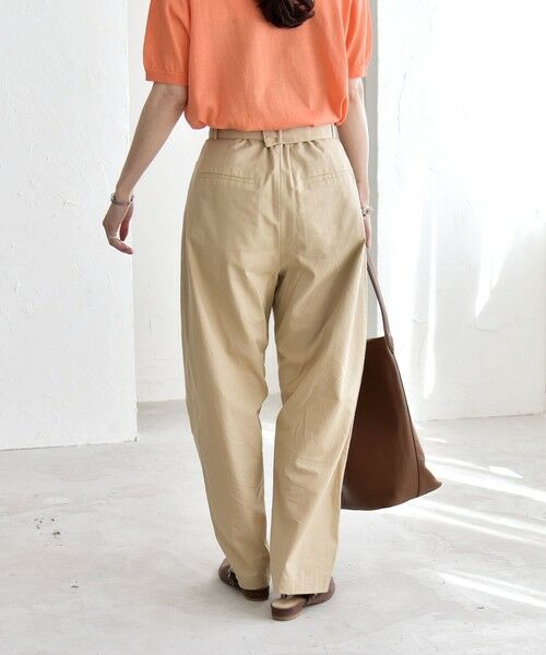 SHIPS / シップス チノ・ワークパンツ | 《予約》quaranciel:〈洗濯機可能〉コットン ベルト ハイウエスト テーパード パンツ | 詳細6