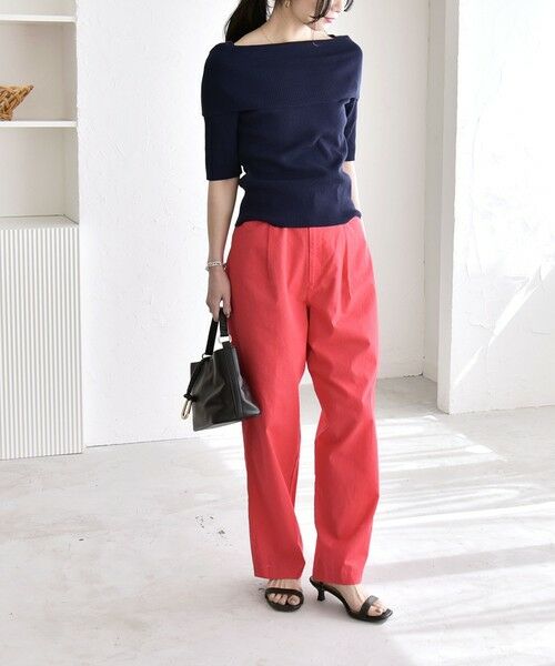 SHIPS / シップス チノ・ワークパンツ | 《予約》quaranciel:〈洗濯機可能〉コットン ベルト ハイウエスト テーパード パンツ | 詳細25