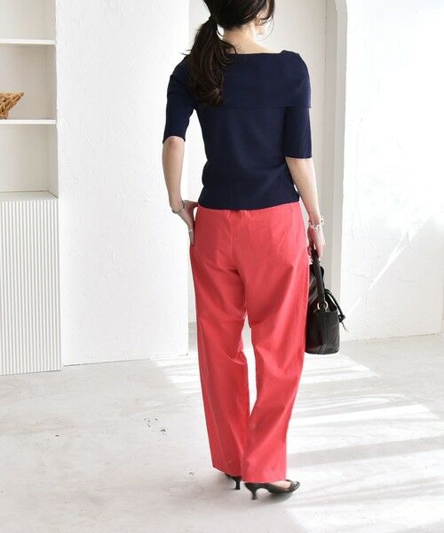 SHIPS / シップス チノ・ワークパンツ | 《予約》quaranciel:〈洗濯機可能〉コットン ベルト ハイウエスト テーパード パンツ | 詳細26