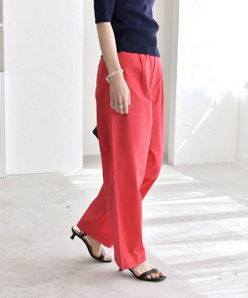 SHIPS / シップス チノ・ワークパンツ | 《予約》quaranciel:〈洗濯機可能〉コットン ベルト ハイウエスト テーパード パンツ | 詳細28