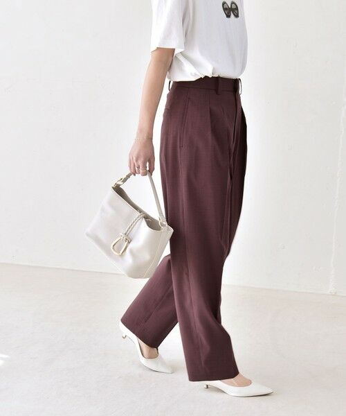 SHIPS / シップス ショート・ハーフ・半端丈パンツ | 《予約》quaranciel:〈洗濯機可能〉CALCULO(R)使用 イージー テーパード パンツ（ブラウン）