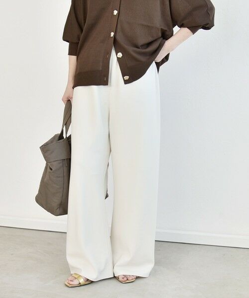 SHIPS / シップス その他パンツ | 《予約》quaranciel:〈手洗い可能〉バイアス ストレッチ イージー ワイド パンツ（オフホワイト）