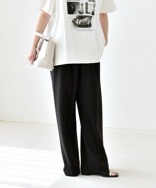 SHIPS / シップス その他パンツ | 《予約》quaranciel:〈手洗い可能〉バイアス ストレッチ イージー ワイド パンツ（ブラック）