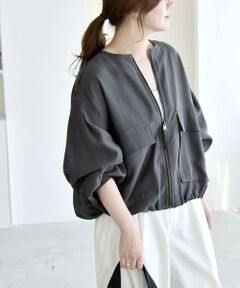 SHIPS / シップス ブルゾン | 《予約》quaranciel:〈手洗い可能〉リネン ミックス ノーカラー ドロスト ブルゾン