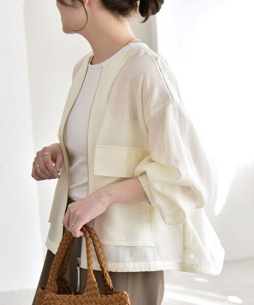 SHIPS / シップス ブルゾン | 《予約》quaranciel:〈手洗い可能〉リネン ミックス ノーカラー ドロスト ブルゾン | 詳細10