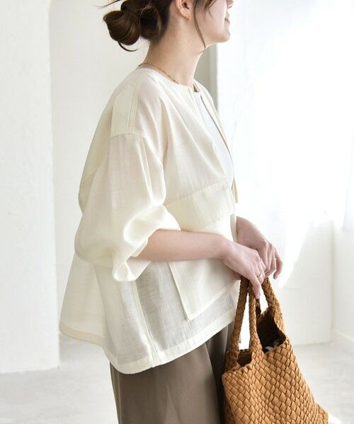 SHIPS / シップス ブルゾン | 《予約》quaranciel:〈手洗い可能〉リネン ミックス ノーカラー ドロスト ブルゾン | 詳細13