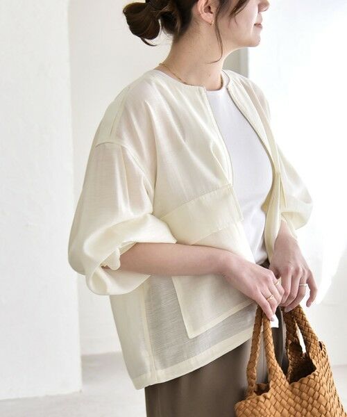 SHIPS / シップス ブルゾン | 《予約》quaranciel:〈手洗い可能〉リネン ミックス ノーカラー ドロスト ブルゾン | 詳細14