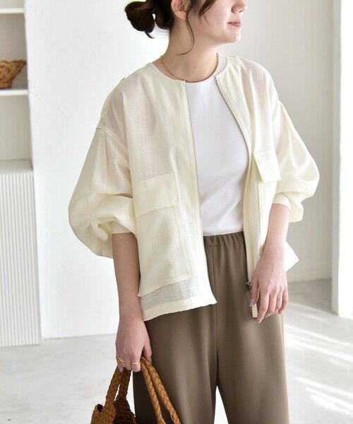 SHIPS / シップス ブルゾン | 《予約》quaranciel:〈手洗い可能〉リネン ミックス ノーカラー ドロスト ブルゾン | 詳細17
