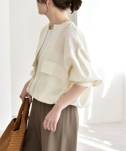 SHIPS / シップス ブルゾン | 《予約》quaranciel:〈手洗い可能〉リネン ミックス ノーカラー ドロスト ブルゾン | 詳細5
