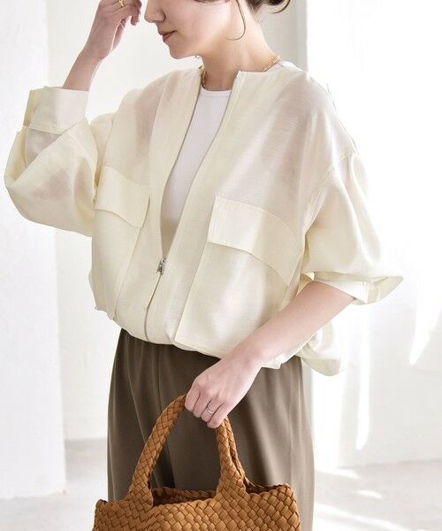 SHIPS / シップス ブルゾン | 《予約》quaranciel:〈手洗い可能〉リネン ミックス ノーカラー ドロスト ブルゾン | 詳細6