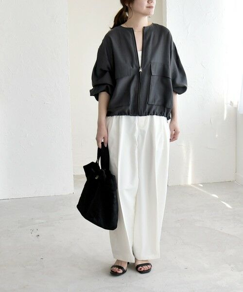 SHIPS / シップス ブルゾン | 《予約》quaranciel:〈手洗い可能〉リネン ミックス ノーカラー ドロスト ブルゾン | 詳細18