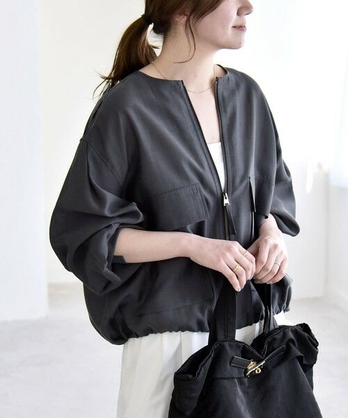 SHIPS / シップス ブルゾン | 《予約》quaranciel:〈手洗い可能〉リネン ミックス ノーカラー ドロスト ブルゾン | 詳細20