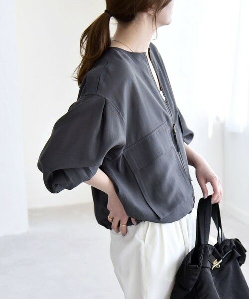 SHIPS / シップス ブルゾン | 《予約》quaranciel:〈手洗い可能〉リネン ミックス ノーカラー ドロスト ブルゾン | 詳細23