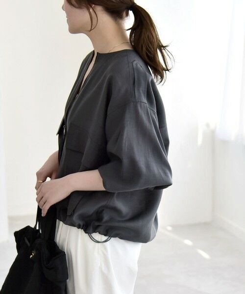 SHIPS / シップス ブルゾン | 《予約》quaranciel:〈手洗い可能〉リネン ミックス ノーカラー ドロスト ブルゾン | 詳細27