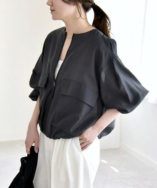 SHIPS / シップス ブルゾン | 《予約》quaranciel:〈手洗い可能〉リネン ミックス ノーカラー ドロスト ブルゾン | 詳細29