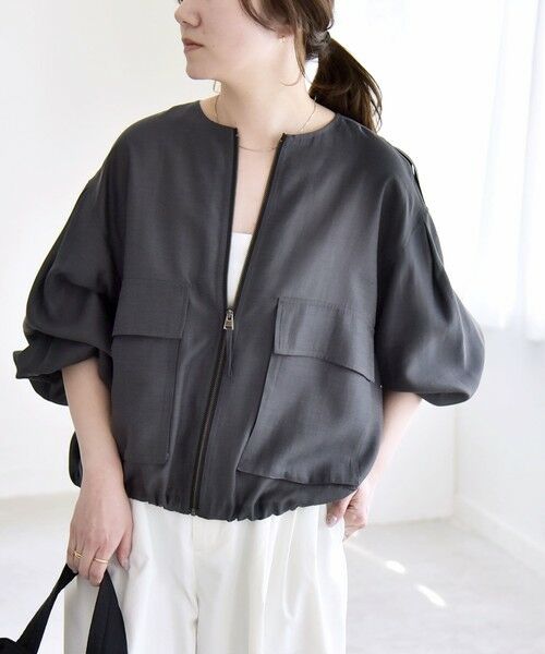 SHIPS / シップス ブルゾン | 《予約》quaranciel:〈手洗い可能〉リネン ミックス ノーカラー ドロスト ブルゾン | 詳細30