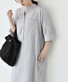 SHIPS / シップス ロング・マキシ丈ワンピース | 《予約》quaranciel:〈洗濯機可能〉CALCULO(R)使用 バンドカラー シャツ ワンピース