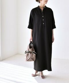 SHIPS / シップス ロング・マキシ丈ワンピース | 《予約》quaranciel:〈洗濯機可能〉CALCULO(R)使用 バンドカラー シャツ ワンピース