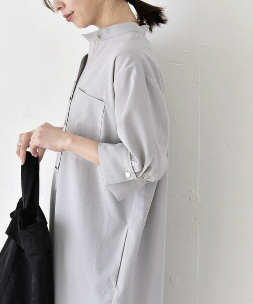 SHIPS / シップス ロング・マキシ丈ワンピース | 《予約》quaranciel:〈洗濯機可能〉CALCULO(R)使用 バンドカラー シャツ ワンピース | 詳細1