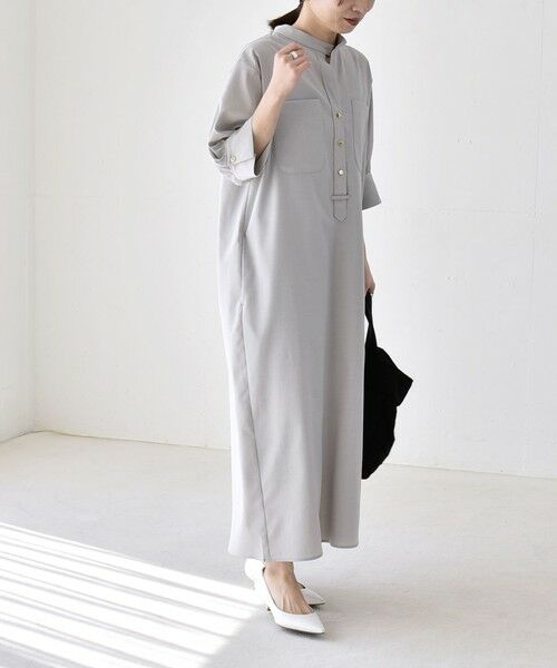 SHIPS / シップス ロング・マキシ丈ワンピース | 《予約》quaranciel:〈洗濯機可能〉CALCULO(R)使用 バンドカラー シャツ ワンピース | 詳細2