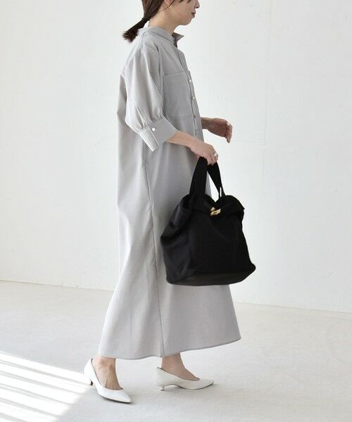 SHIPS / シップス ロング・マキシ丈ワンピース | 《予約》quaranciel:〈洗濯機可能〉CALCULO(R)使用 バンドカラー シャツ ワンピース | 詳細3