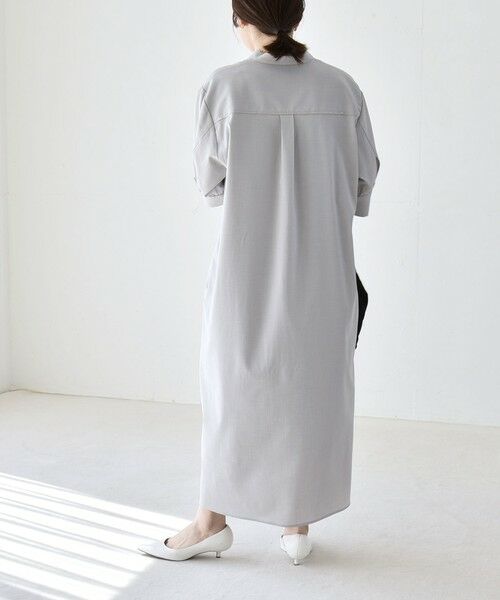 SHIPS / シップス ロング・マキシ丈ワンピース | 《予約》quaranciel:〈洗濯機可能〉CALCULO(R)使用 バンドカラー シャツ ワンピース | 詳細5