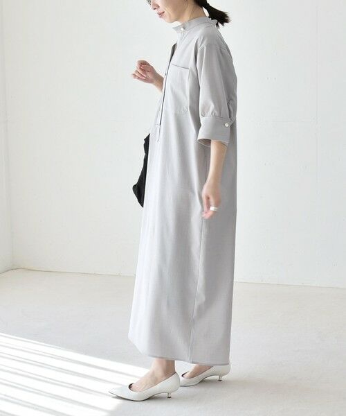 SHIPS / シップス ロング・マキシ丈ワンピース | 《予約》quaranciel:〈洗濯機可能〉CALCULO(R)使用 バンドカラー シャツ ワンピース | 詳細7
