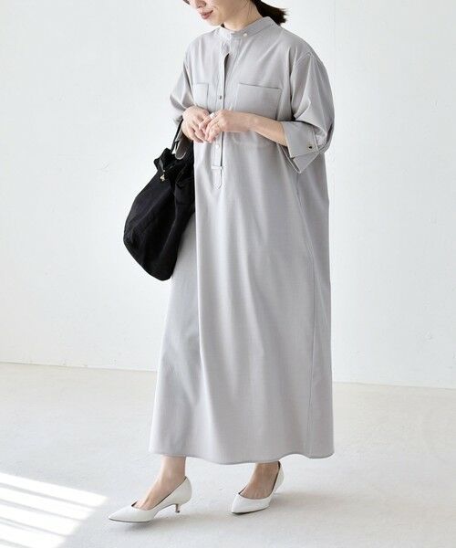 SHIPS / シップス ロング・マキシ丈ワンピース | 《予約》quaranciel:〈洗濯機可能〉CALCULO(R)使用 バンドカラー シャツ ワンピース | 詳細8