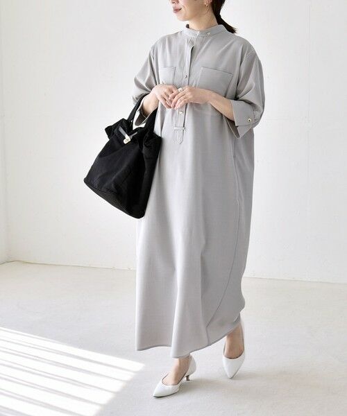 SHIPS / シップス ロング・マキシ丈ワンピース | 《予約》quaranciel:〈洗濯機可能〉CALCULO(R)使用 バンドカラー シャツ ワンピース | 詳細9