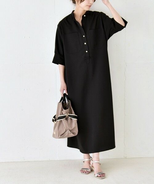 SHIPS / シップス ロング・マキシ丈ワンピース | 《予約》quaranciel:〈洗濯機可能〉CALCULO(R)使用 バンドカラー シャツ ワンピース | 詳細20