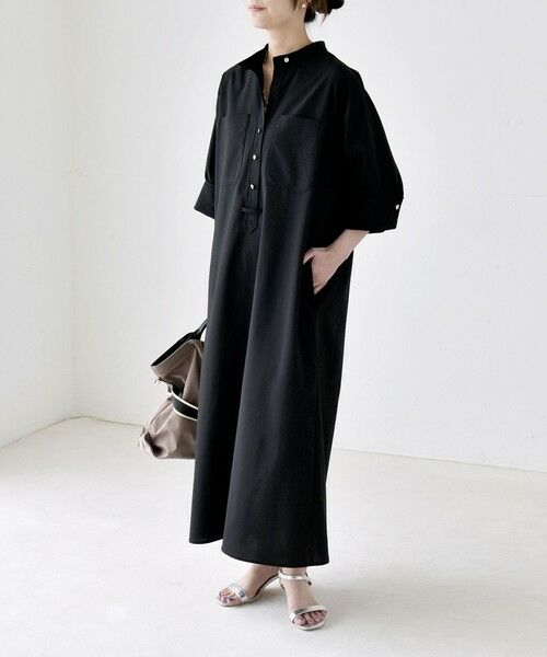 SHIPS / シップス ロング・マキシ丈ワンピース | 《予約》quaranciel:〈洗濯機可能〉CALCULO(R)使用 バンドカラー シャツ ワンピース | 詳細22