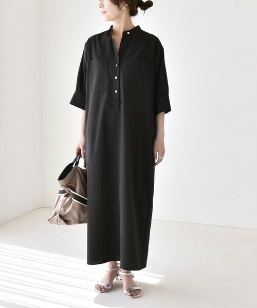 SHIPS / シップス ロング・マキシ丈ワンピース | 《予約》quaranciel:〈洗濯機可能〉CALCULO(R)使用 バンドカラー シャツ ワンピース | 詳細30