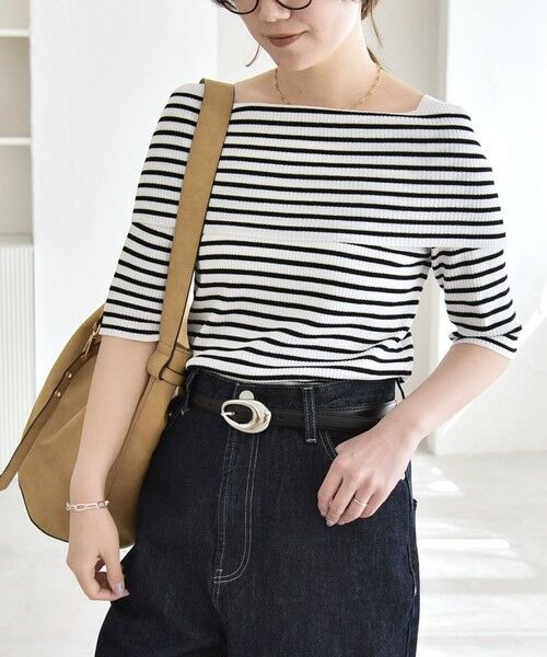 SHIPS / シップス ニット・セーター | 《予約》quaranciel:〈洗濯機可能〉オフショルダー ハーフスリーブ リブ ニット | 詳細10