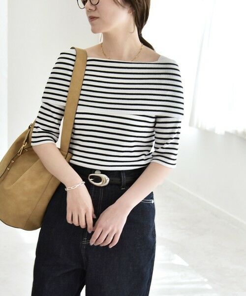 SHIPS / シップス ニット・セーター | 《予約》quaranciel:〈洗濯機可能〉オフショルダー ハーフスリーブ リブ ニット | 詳細12