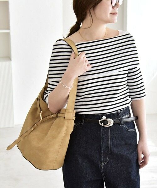 SHIPS / シップス ニット・セーター | 《予約》quaranciel:〈洗濯機可能〉オフショルダー ハーフスリーブ リブ ニット | 詳細14