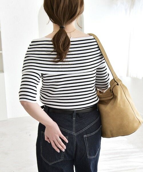 SHIPS / シップス ニット・セーター | 《予約》quaranciel:〈洗濯機可能〉オフショルダー ハーフスリーブ リブ ニット | 詳細3