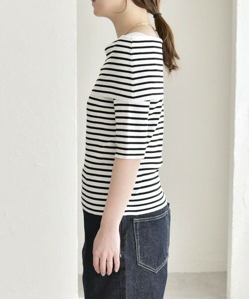 SHIPS / シップス ニット・セーター | 《予約》quaranciel:〈洗濯機可能〉オフショルダー ハーフスリーブ リブ ニット | 詳細18