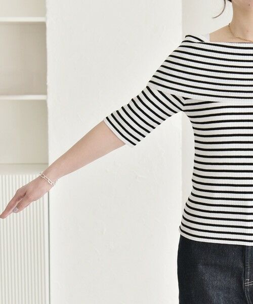 SHIPS / シップス ニット・セーター | 《予約》quaranciel:〈洗濯機可能〉オフショルダー ハーフスリーブ リブ ニット | 詳細20