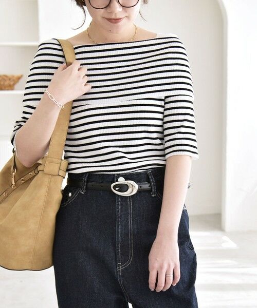 SHIPS / シップス ニット・セーター | 《予約》quaranciel:〈洗濯機可能〉オフショルダー ハーフスリーブ リブ ニット | 詳細6